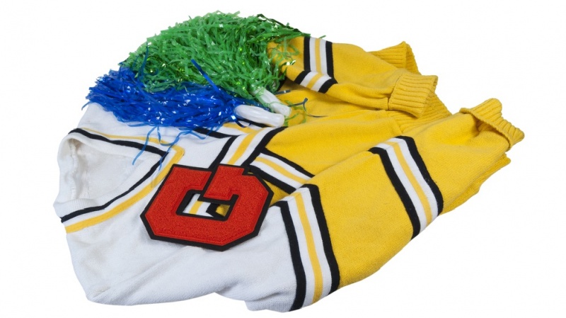 Letterman Sweater with Letter and Pom Poms